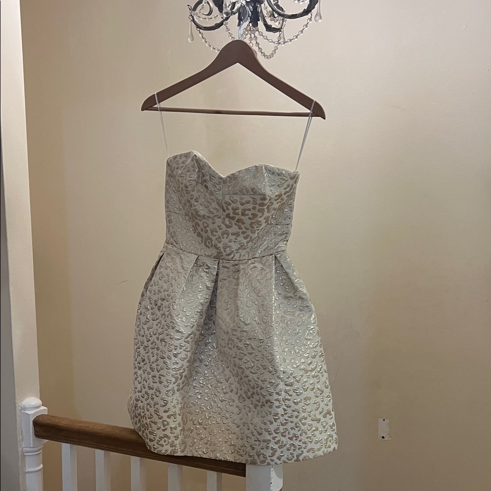 Hutch Cream and Gold Strapless Party Dress